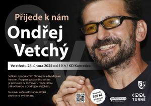 Plakát na akci Přijede k nám Ondřej Vetchý